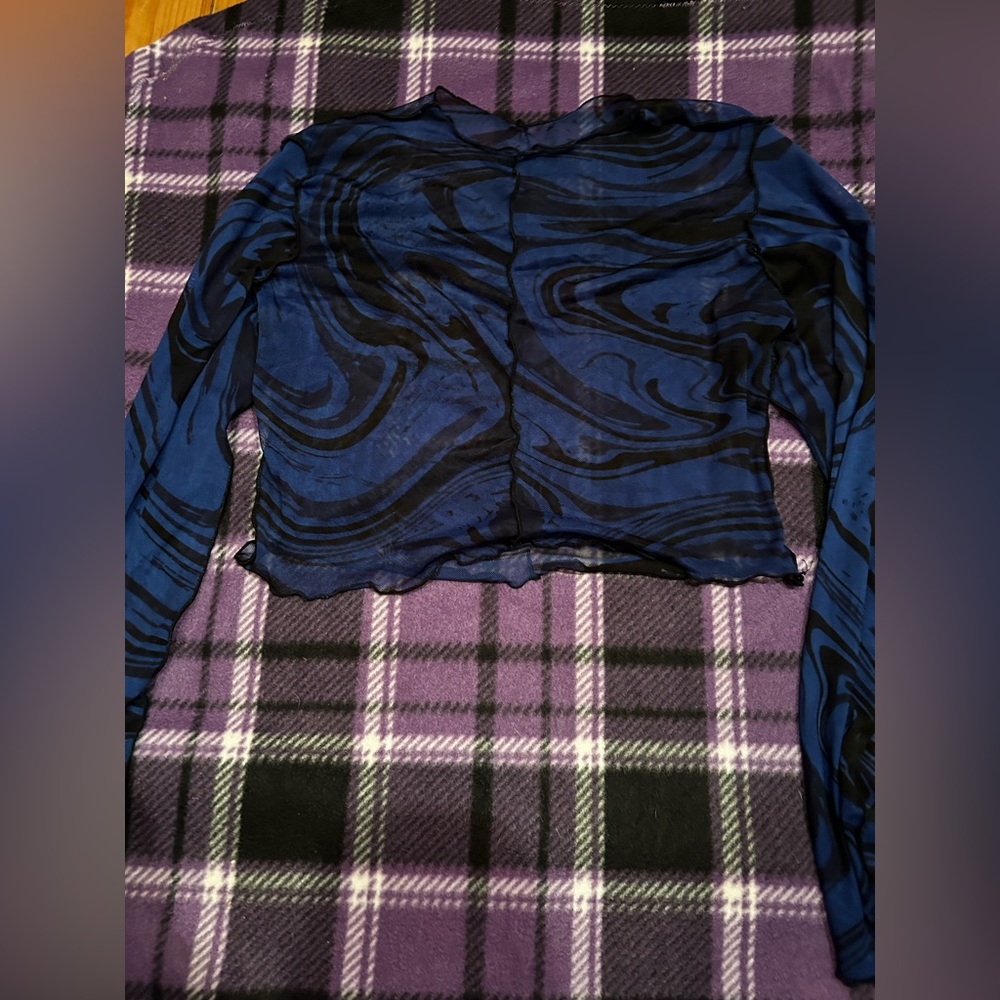 Rue 21 Mesh Black and Blue Shirt